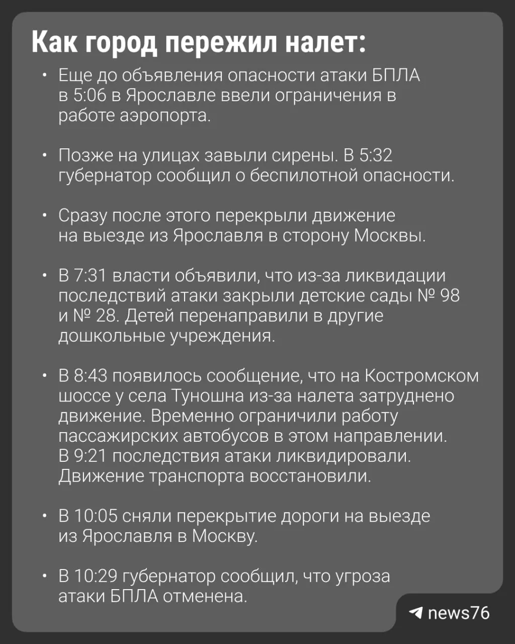 Утром в Ярославле произошла атака беспилотников: погиб один человек, 27 пострадавших.