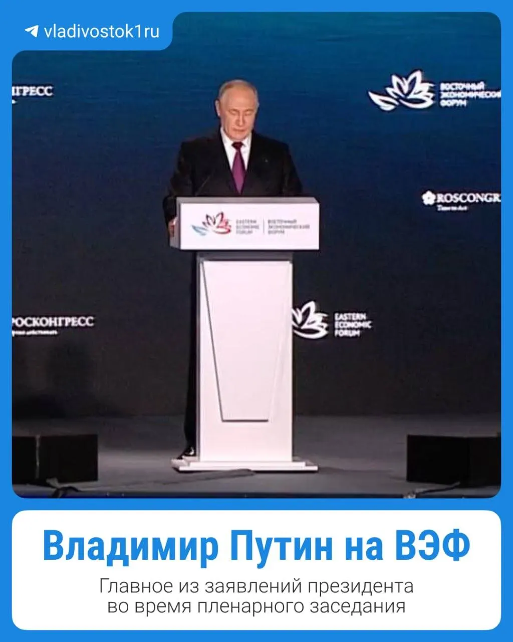 Главные тезисы выступления президента России на форуме во Владивостоке.