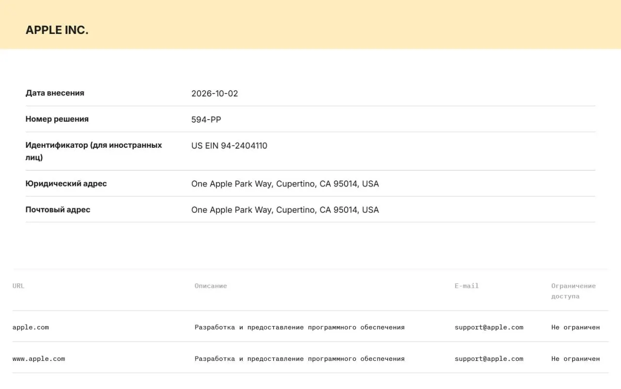 Роскомнадзор включил Apple и Microsoft в реестр организаторов распространения информации. Теперь компании обязаны хранить данные пользователей на серверах в РФ и передавать их по первому запросу силовым органам. За нарушение предусмотрены штрафы и блокировка сервисов.